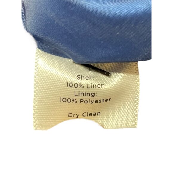 Talbots Navy Blue Irish Linen  Two Button down 3/4 length Sleeve Pockets on Fron - Picture 3 of 4